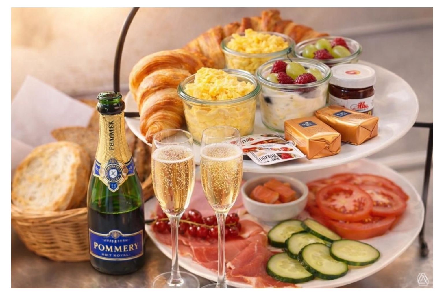 CHAMPAGNER FRÜHSTÜCK ETAGERE FÜR 2